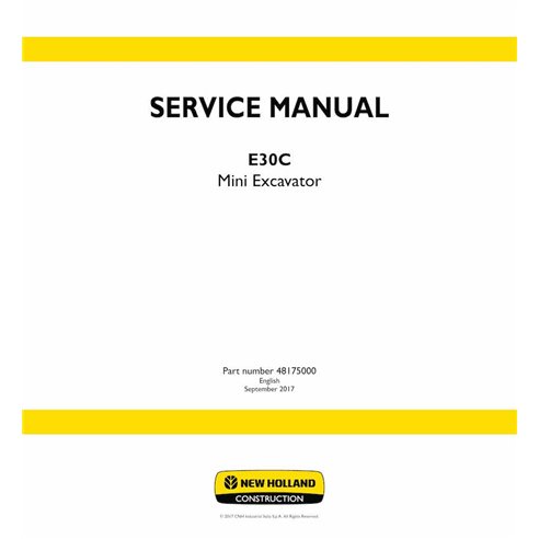 Manual de servicio en pdf de la miniexcavadora New Holland E30C - New Holland Construcción manuales - NH-48175000-EN