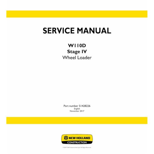 New Holland W110D Stage 4 wheel loader pdf service manual  - New Holland Construction manuals - NH-51428226-EN