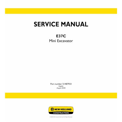 Manual de servicio pdf de miniexcavadora New Holland E37C - New Holland Construcción manuales - NH-51487933-EN