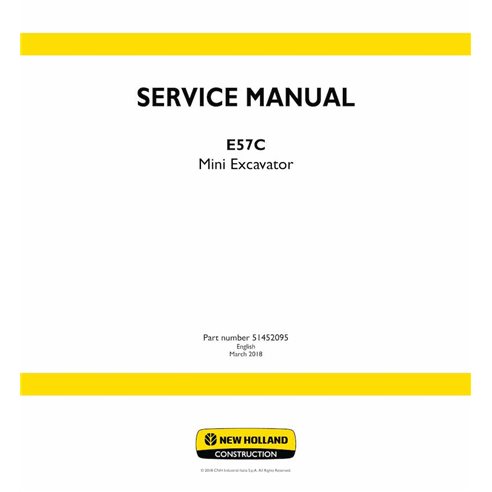Manual de servicio en pdf de la miniexcavadora New Holland E57C - New Holland Construcción manuales - NH-51452095-EN