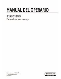 Escavadeira de esteira New Holland E215C EVO pdf manual do operador ES - New Holland Construção manuais - NH-48016675-ES