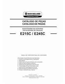 Catálogo de peças em pdf da escavadeira de esteira New Holland E215C EVO, E245C EVO - New Holland Construção manuais - NH-476...