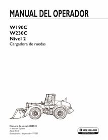 Escavadeira de esteira New Holland W190C, W230C Tier 2 em pdf manual do operador ES - New Holland Construção manuais - NH-845...