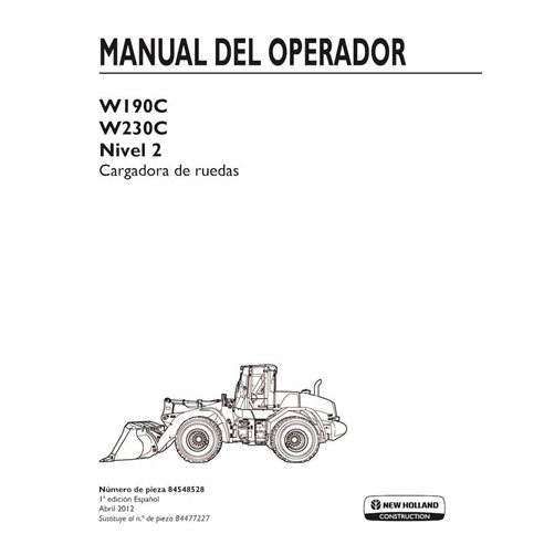 Escavadeira de esteira New Holland W190C, W230C Tier 2 em pdf manual do operador ES - New Holland Construção manuais - NH-845...