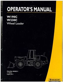 Escavadeira de esteira New Holland W190C, W230C digitalizada manual do operador em pdf - New Holland Construção manuais - NH-...