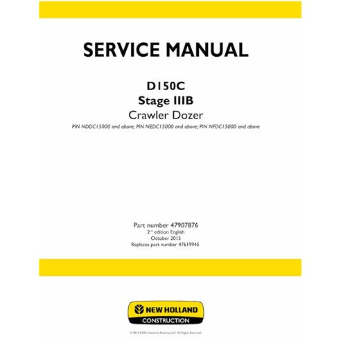 Manual de serviço em PDF do buldôzer de esteira New Holland D150C Tier 3 - New Holland Construção manuais - NH-47907876-EN