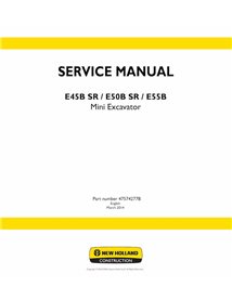 Manuel d'entretien pdf pour mini-pelle New Holland E45B SR, E50B SR, E55B - New Holland Construction manuels - NH-47574277B-EN