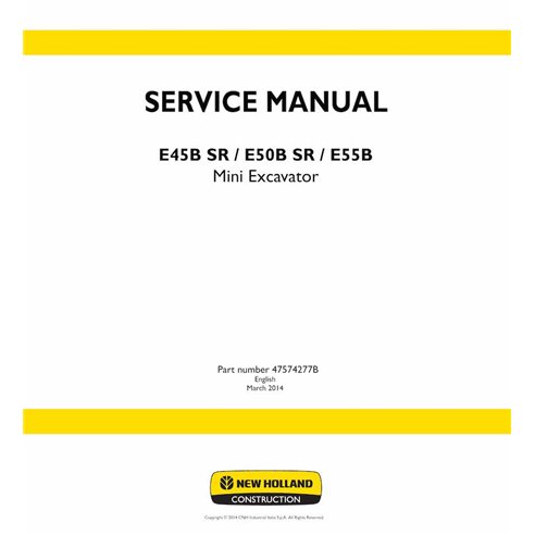 NH-47574277B New Holland E45B SR, E50B SR, E55B miniexcavadora manual de servicio en pdf