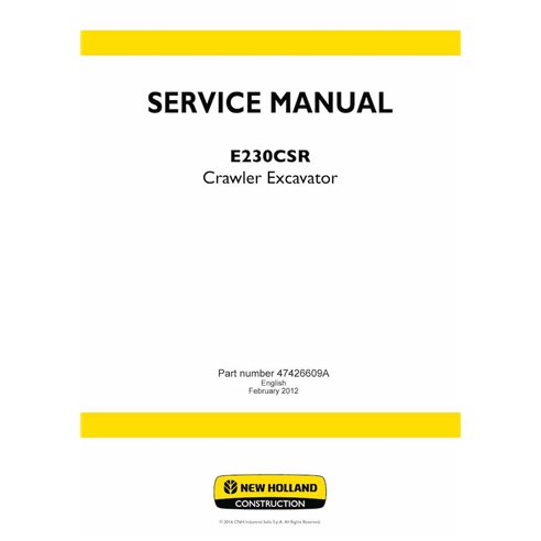 New Holland E230CSR crawler excavator pdf service manual  - New Holland Construction manuals - NH-47426609A-EN