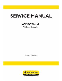 New Holland W130C Tier 4 wheel loader pdf service manual  - New Holland Construction manuals - NH-47387716B-EN