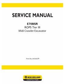 NH-84365679 Manuel d'entretien pdf de la pelle sur chenilles New Holland E70BSR Tier 3