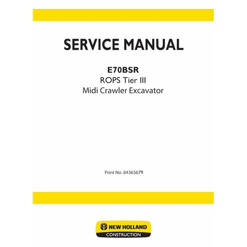 Manual de servicio en pdf de la excavadora de orugas New Holland E70BSR Tier 3 - New Holland Construcción manuales - NH-84365...