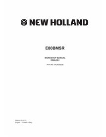 New Holland E80BMSR crawler excavator pdf workshop manual  - New Holland Construction manuals - NH-84365680B-EN