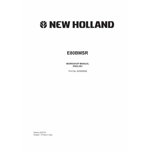 New Holland E80BMSR crawler excavator pdf workshop manual  - New Holland Construction manuals - NH-84365680B-EN