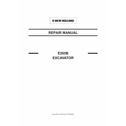 Manual de reparo em pdf da escavadeira de esteira New Holland E265B - New Holland Construção manuais - NH-87495895A-EN