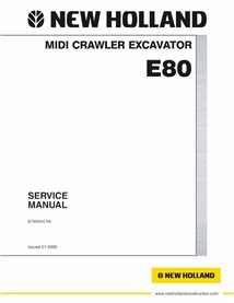 New Holland E80 crawler excavator pdf service manual  - New Holland Construction manuals - NH-87360644NA-EN