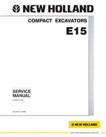 Manual de serviço em pdf da escavadeira compacta New Holland E15 - New Holland Construção manuais - NH-87360157-EN