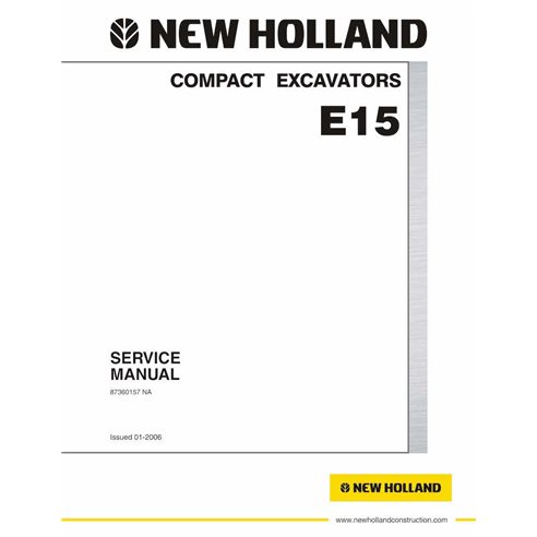 Manual de servicio en pdf de la excavadora compacta New Holland E15 - New Holland Construcción manuales - NH-87360157-EN