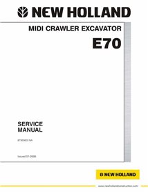 Manual de servicio en pdf de la excavadora compacta New Holland E70 - New Holland Construcción manuales - NH-87360603-EN