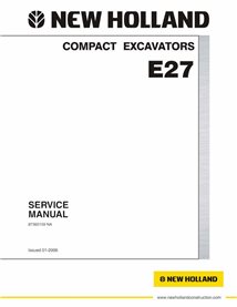 Manuel d'entretien pdf de la pelle compacte New Holland E27 - New Holland Construction manuels - NH-87360159-EN