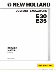 Manual de servicio en pdf de la excavadora compacta New Holland E30, E35 - New Holland Construcción manuales - NH-87360586NA-EN