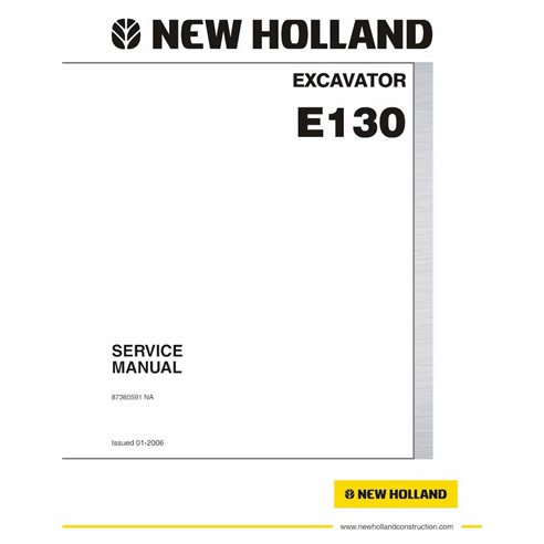 Manual de loja em pdf da escavadeira hidráulica New Holland E130 - New Holland Construção manuais - NH-87360591-EN