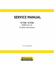 New Holland E175B, E195B Tier 3 crawler excavator pdf service manual  - New Holland Construction manuals - NH-84392407A-EN