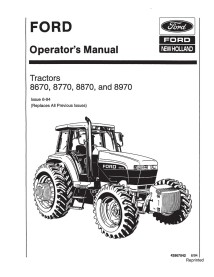 New Holland 8670, 8770, 8870, 8970 manual del operador del tractor - Agricultura de New Holland manuales