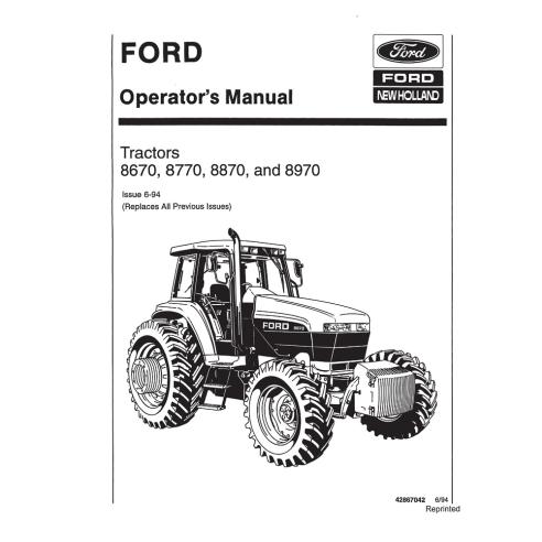 Manual do operador do trator New Holland 8670, 8770, 8870, 8970 - New Holland Agricultura manuais - NH-42867042