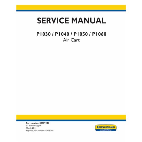 Manual de serviço em pdf do carrinho pneumático New Holland P1030, P1040, P1050, P1060 - New Holland Agricultura manuais - NH...