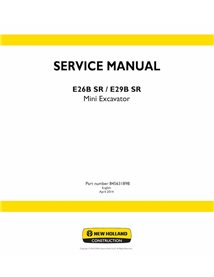 Manuel d'entretien pdf pour mini-pelle New Holland E26B SR, E29B SR - New Holland Construction manuels - NH-84563189B-EN