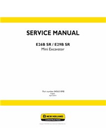 NH-84563189B Manuel d'entretien pdf pour mini-pelle New Holland E26B SR, E29B SR