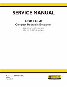 Manuel d'entretien pdf pour mini-pelle New Holland E30B, E35B - New Holland Construction manuels - NH-S5PW0033E02-EN