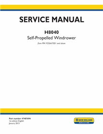 Manual de servicio en pdf de la hileradora autopropulsada New Holland H8040 - New Holand Agricultura manuales - NH-47487694-EN