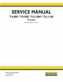 Manual de servicio en pdf del tractor New Holland T4.80F, T4.90F, T4.100F, T4.110F - New Holand Agricultura manuales - NH-515...