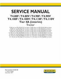 Manual de serviço em pdf do trator New Holland T4.80F, T4.80V, T4.90, T4.90V, T4.100F, T4.100V, T4.110F, T4.110V - New Hollan...