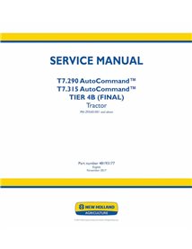 Manual de serviço em pdf do trator New Holland T7.290, T7.315 AutoCommand TIER 4B - New Holland Agricultura manuais - NH-4819...