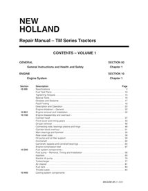 Manuel de réparation pdf du tracteur New Holland TM115, TM125, TM135, TM150, TM165 - New Holland Agriculture manuels - NH-604...