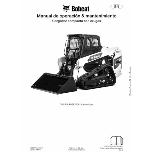 Manual de operação e manutenção em pdf da carregadeira de esteira compacta Bobcat T62 ES - Lince manuais - BOBCAT-T62-7353170...