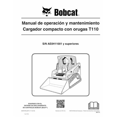Bobcat T110 cargador compacto de orugas pdf manual de operación y mantenimiento ES - Gato montés manuales - BOBCAT-T110-69049...