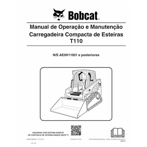Manual de operação e manutenção em pdf da carregadeira de esteira compacta Bobcat T110 PT - Lince manuais - BOBCAT-T110-69049...