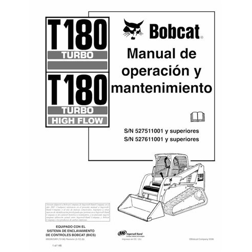 Manual de operação e manutenção em pdf da carregadeira de esteira compacta Bobcat T180 ES - Lince manuais - BOBCAT-T180-69028...
