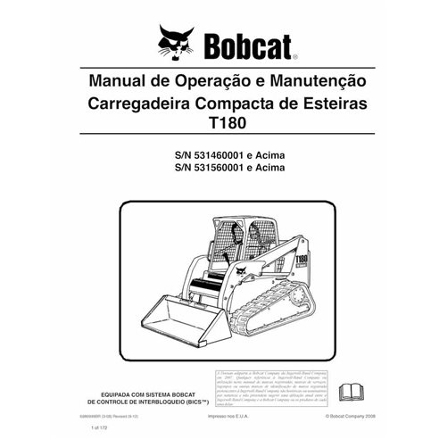 Bobcat T180 cargador compacto de orugas pdf manual de operación y mantenimiento PT - Gato montés manuales - BOBCAT-T180-69869...