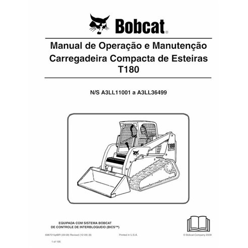 Bobcat T180 cargador compacto de orugas pdf manual de operación y mantenimiento PT - Gato montés manuales - BOBCAT-T180-69870...