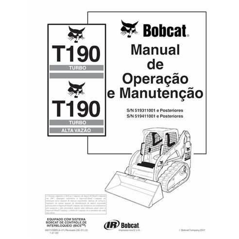 Bobcat T190 cargador compacto de orugas pdf manual de operación y mantenimiento PT - Gato montés manuales - BOBCAT-T190-69011...