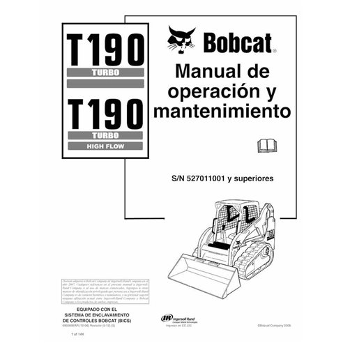 Manual de operação e manutenção em pdf da carregadeira de esteira compacta Bobcat T190 ES - Lince manuais - BOBCAT-T190-69026...