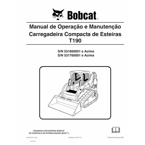 Bobcat T190 cargador compacto de orugas pdf manual de operación y mantenimiento PT - Gato montés manuales - BOBCAT-T190-69870...