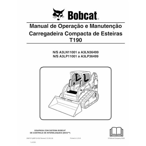 Manual de operação e manutenção em pdf da carregadeira de esteira compacta Bobcat T190 PT - Lince manuais - BOBCAT-T190-69870...