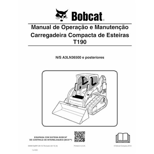 Bobcat T190 cargador compacto de orugas pdf manual de operación y mantenimiento PT - Gato montés manuales - BOBCAT-T190-69896...