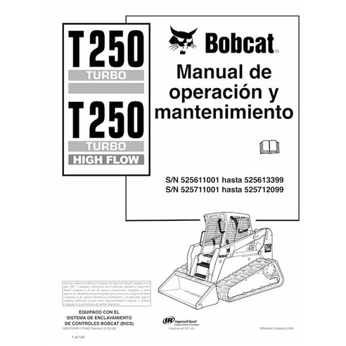 Bobcat T250 cargador compacto de orugas pdf manual de operación y mantenimiento ES - Gato montés manuales - BOBCAT-T250-69027...